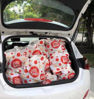 Hampers in car boot for delivery